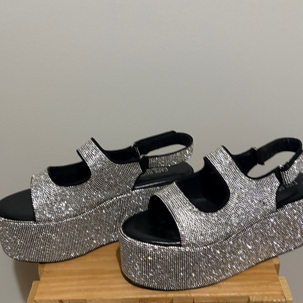 Cape Robbin Glittering Silver Platform Heels - image 3